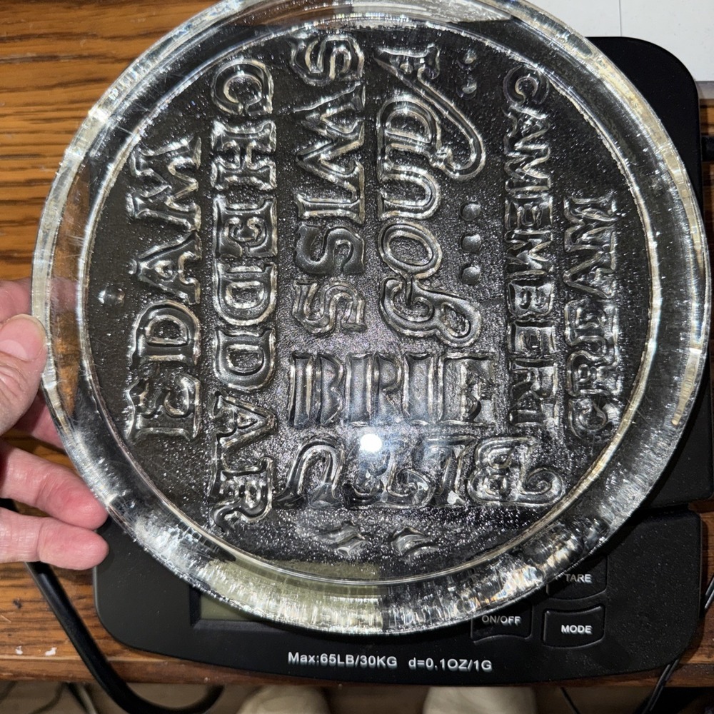 Fromage 8" Round Glass Cheese Pate 1" Thick - Picture 2 of 4